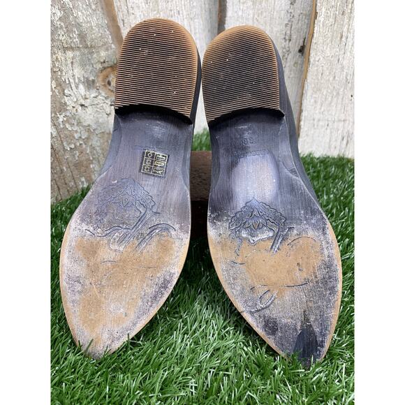 Free People Royale Flat Gray Black Leather Pointed Flats Women's EU38 US 8 - Picture 8 of 9